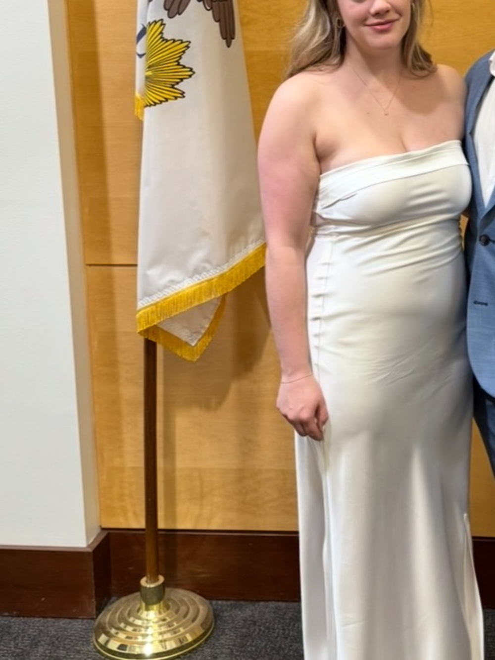Altar'd State Strapless Cream Maxi Dress